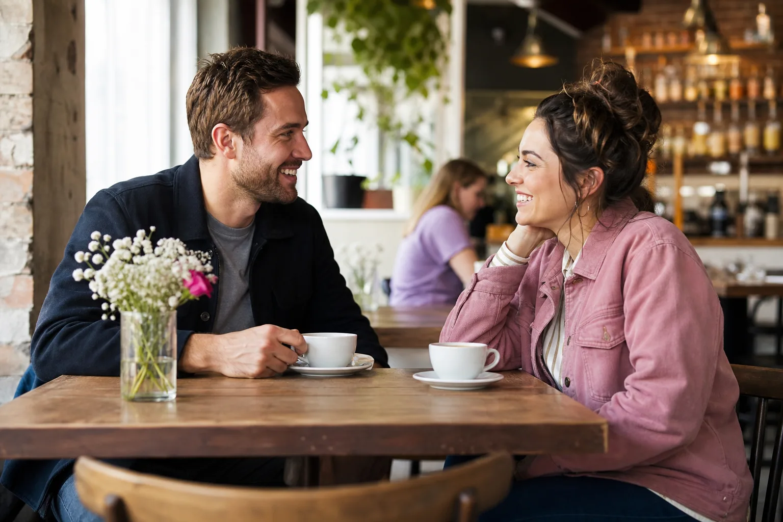 Person updating a dating profile while sitting at a café in Exeter