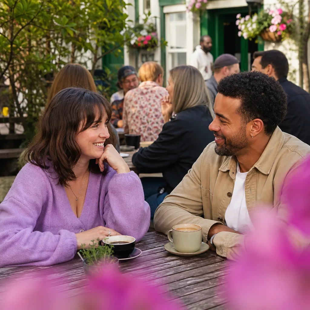 People sitting outside cafés near Exeter Cathedral Green